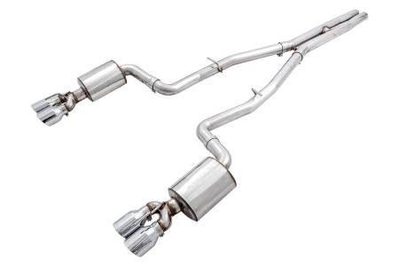 AWE Tuning - AWE 2015+ Dodge Challenger 6.4L/6.2L Non-Resonated Touring Edition Exhaust - Quad Silver Tips
