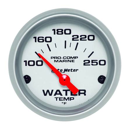 AutoMeter - AutoMeter Water Temp Gauge 2 1/6in 100-200 Degree F Electric Marine Silver