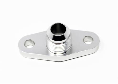 Torque Solution - Torque Solution Billet Offset Oil Drain Flange w/ Integrated -10AN Flange: T3/T4 & PTE/Borg Turbo