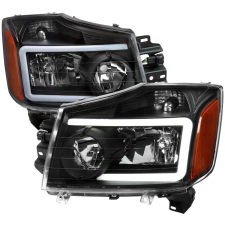 Spec'D Tuning Products - Spec-D 2004-2015 Nissan Titan / 2004-2007 Armada LED Bar Factory Headlights (Matte Black Housing/Clear Lens)