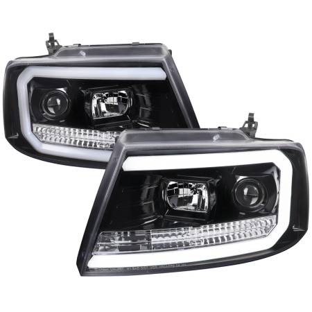 Spec'D Tuning Products - Spec-D 2004-2008 Ford F-150/ 2006-2008 Lincoln Mark LT LED C-Bar Projector Headlights (Jet Black Housing/Clear Lens)