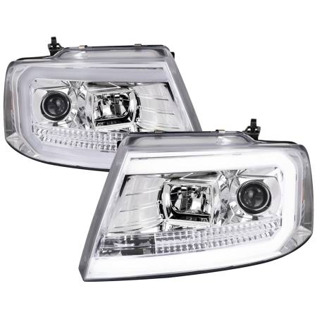 Spec'D Tuning Products - Spec-D 2004-2008 Ford F-150/ 2006-2008 Lincoln Mark LT LED C-Bar Projector Headlights (Chrome Housing/Clear Lens)