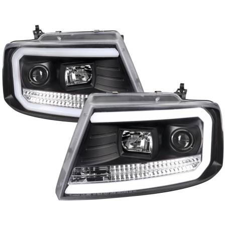 Spec'D Tuning Products - Spec-D 2004-2008 Ford F-150/ 2006-2008 Lincoln Mark LT LED C-Bar Projector Headlights (Matte Black Housing/Clear Lens)