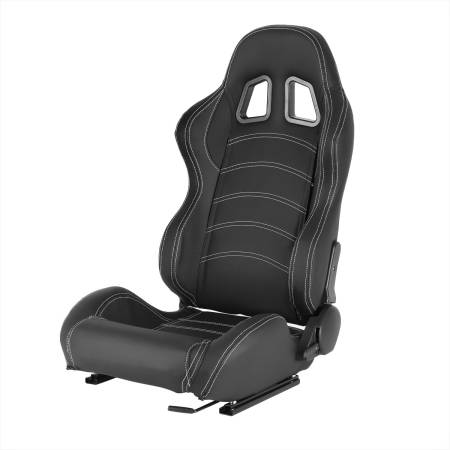 Spec'D Tuning Products - Spec-D Fully Reclinable Black PVC Leather Bucket Racing Seat w/ Sliders - Driver Side Only