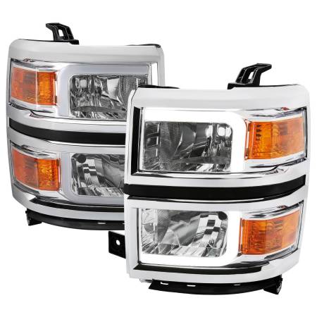 Spec'D Tuning Products - Spec-D 2014-2015 Chevrolet Silverado 1500 LED Bar Factory Style Headlights (Chrome Housing/Clear Lens)