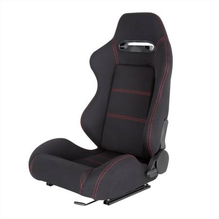 Spec'D Tuning Products - Spec-D Fully Reclinable Black Cloth Bucket Racing Seat w/ Sliders - Driver Side Only