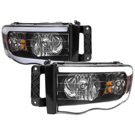 Spec'D Tuning Products - Spec-D 2002-2005 Dodge RAM 1500/2003-2005 Dodge RAM 2500/3500 LED Tube Factory Style Headlights (Matte Black Housing)/Clear Lens)