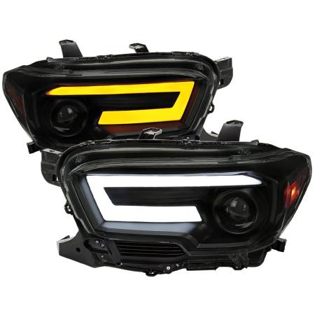Spec'D Tuning Products - Spec-D 2016-2023 Toyota Tacoma Switchback Sequential LED Bar Projector Headlights (Black Housing/Smoke Lens)
