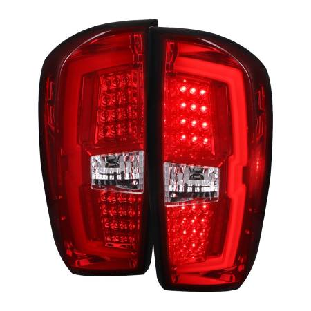 Spec'D Tuning Products - Spec-D 2016-2022 Toyota Tacoma LED Bar Tail Lights (Chrome Housing/Red Clear Lens)