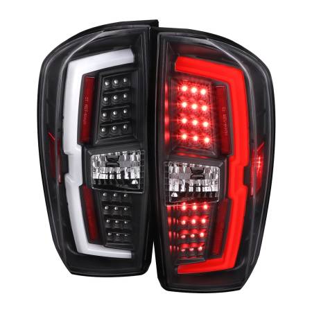 Spec'D Tuning Products - Spec-D 2016-2022 Toyota Tacoma LED Bar Tail Lights (Matte Black Housing/Clear Lens)