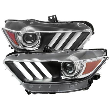 Spec'D Tuning Products - Spec-D 2015-2017 Ford Mustang / 2018-2020 Mustang Shelby LED Strip Xenon HID Projector Headlights (Matte Black Housing/Clear Lens)