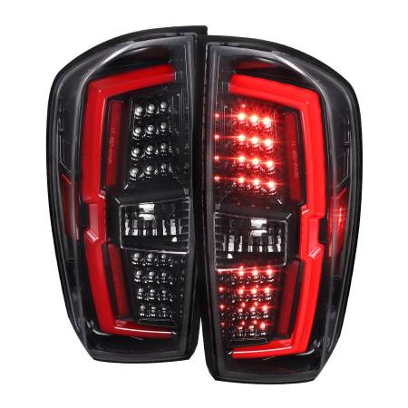 Spec'D Tuning Products - Spec-D 2016-2022 Toyota Tacoma LED Bar Tail Lights (Jet Black Housing/Clear Lens)