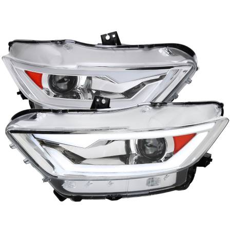 Spec'D Tuning Products - Spec-D 2015-2017 Ford Mustang / 2018-2020 Mustang Shelby LED Bar Xenon HID Projector Headlights (Chrome Housing/Clear Lens)