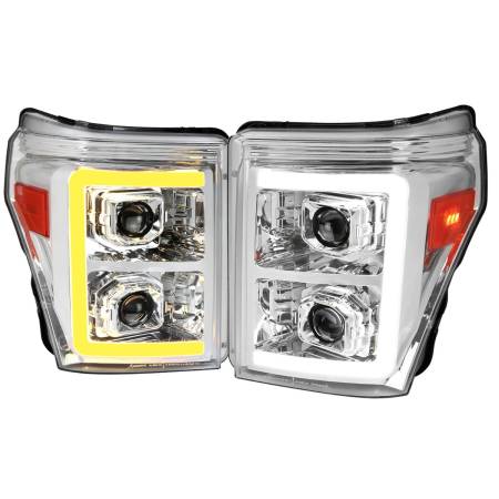 Spec'D Tuning Products - Spec-D 2011-2016 Ford F-250 F-350 F-450 F-550 Switchback Sequential LED C-Bar Projector Headlights (Chrome Housing/Clear Lens)