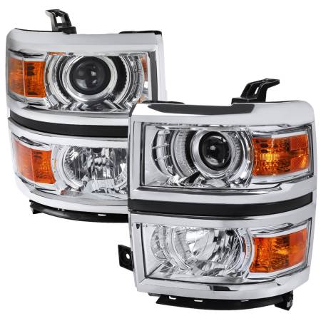 Spec'D Tuning Products - Spec-D 2014-2015 Chevrolet Silverado 1500 Projector Headlights (Chrome Housing/Clear Lens)