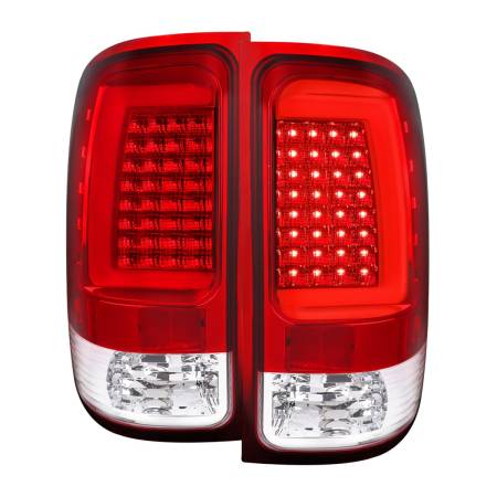 Spec'D Tuning Products - Spec-D 2007-2013 GMC Sierra 1500 / 2007-2014 Sierra 2500HD 3500HD C-Bar LED Tail Lights (Chrome Housing/Red Clear Lens)