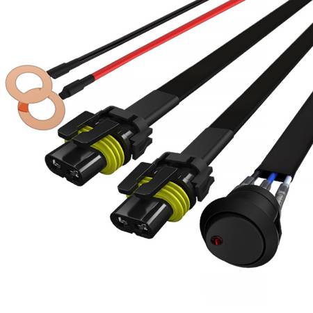 Spec'D Tuning Products - Spec-D Universal 9' 14 Gauge Fog Lights Wiring Harness Kit w/ 2 Connectors, Fuse, On/Off Switch, & Relay