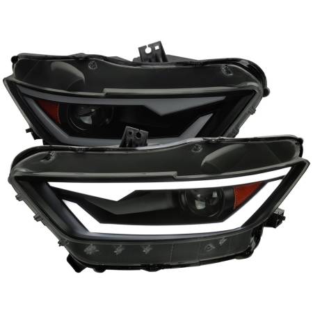 Spec'D Tuning Products - Spec-D 2015-2017 Ford Mustang / 2018-2020 Mustang Shelby LED Bar Xenon HID Projector Headlights (Black Housing/Smoke Lens)