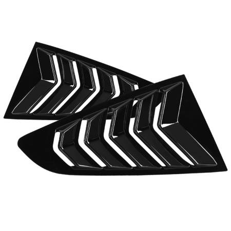 Spec'D Tuning Products - Spec-D 2015-2018 Ford Mustang Glossy Black ABS 5 Vent Style Quarter Window Louvers