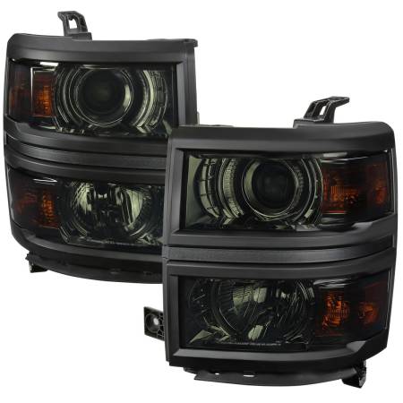Spec'D Tuning Products - Spec-D 2014-2015 Chevrolet Silverado 1500 Projector Headlights (Chrome Housing/Smoke Lens)