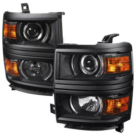 Spec'D Tuning Products - Spec-D 2014-2015 Chevrolet Silverado 1500 Projector Headlights (Matte Black Housing/Clear Lens)