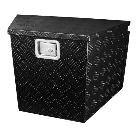 Spec'D Tuning Products - Spec-D Universal 15~29" Heavy Duty Black Aluminum Truck Trailer Tongue Tool Box w/ Lock & Keys