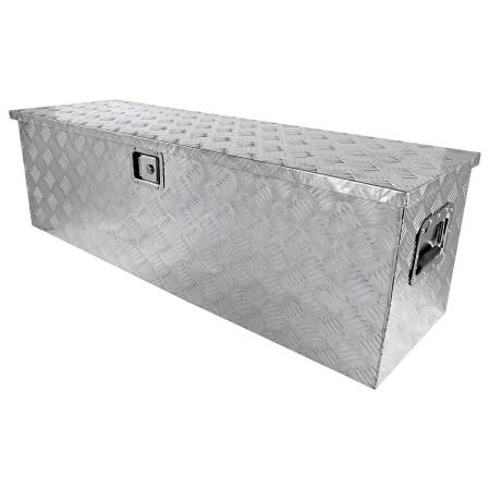 Spec'D Tuning Products - Spec-D Universal 44" Heavy Duty Silver Aluminum Truck Tool Box w/ Side Handles, Lock, & Keys