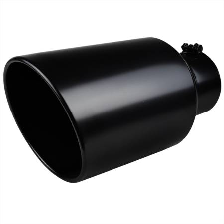 Spec'D Tuning Products - Spec-D Universal 5" Inlet/8" Outlet Black Stainless Steel Bolt-On Angled Exhaust Tip