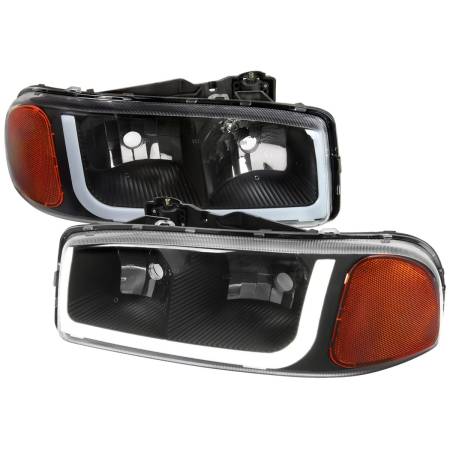 Spec'D Tuning Products - Spec-D 2001-2006 GMC Yukon Denali / XL LED Bar Factor Headlights (Matte Black Housing/Clear Lens)