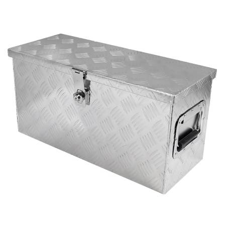 Spec'D Tuning Products - Spec-D Universal 24" Heavy Duty Silver Aluminum Truck Tool Box w/ Side Handles, Lock, & Keys
