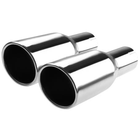 Spec'D Tuning Products - Spec-D Universal 2.5" Inlet/3.875" Outlet Chrome Stainless Steel Angled Exhaust Tips - 2PC