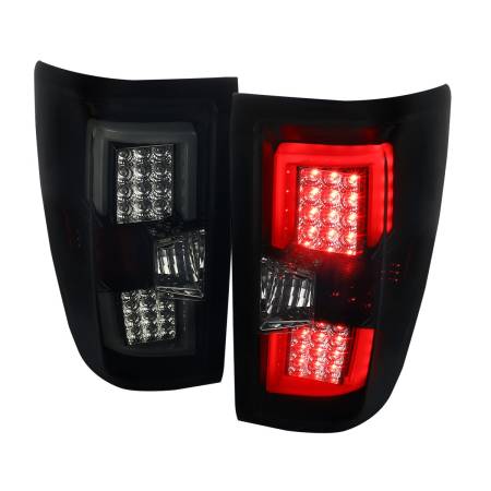 Spec'D Tuning Products - Spec-D 2014-2018 Chevrolet Silverado 1500/ 2015-2019 Silverado 2500HD 3500HD GMC Sierra 3500HD LED Tail Lights (Glossy Black Housing/Smoke Lens)