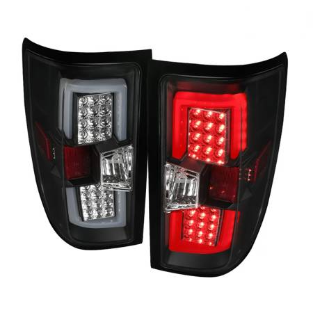 Spec'D Tuning Products - Spec-D 2014-2018 Chevrolet Silverado 1500/ 2015-2019 Silverado 2500HD 3500HD GMC Sierra 3500HD LED Tail Lights (Matte Black Housing/Clear Lens)