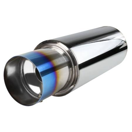 Spec'D Tuning Products - Spec-D Apexi N1 Style 2.5" Inlet Exhaust Muffler - 4" Burnt Blue Titanium Tip
