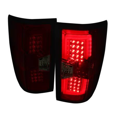 Spec'D Tuning Products - Spec-D 2014-2018 Chevrolet Silverado 1500/ 2015-2019 Silverado 2500HD 3500HD GMC Sierra 3500HD LED Tail Lights (Chrome Housing/Red Smoke Lens)