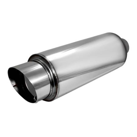 Spec'D Tuning Products - Spec-D Universal 2.5" Inlet/4" Outlet Stainless Steel Muffler w/ Fireball Style Tip