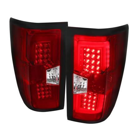 Spec'D Tuning Products - Spec-D 2014-2018 Chevrolet Silverado 1500/ 2015-2019 Silverado 2500HD 3500HD GMC Sierra 3500HD LED Tail Lights (Chrome Housing/Red Lens)