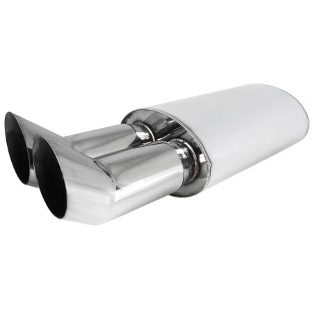 Spec'D Tuning Products - Spec-D Universal DTM Style 2.5" Inlet/3" Outlet Stainless Steel Exhaust Muffler w/ Dual Tips
