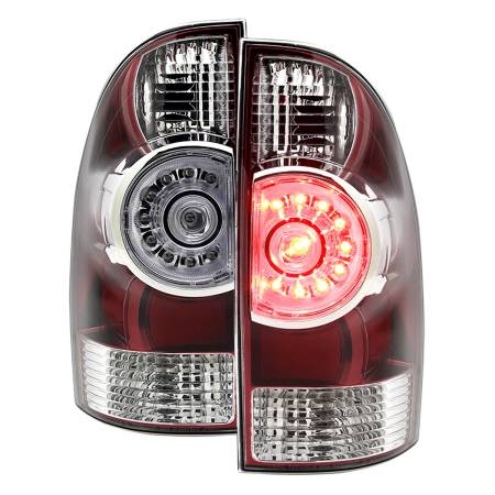 Spec'D Tuning Products - Spec-D 2005-2015 Toyota Tacoma LED Tail Lights (Chrome Housing/Red Clear Lens)