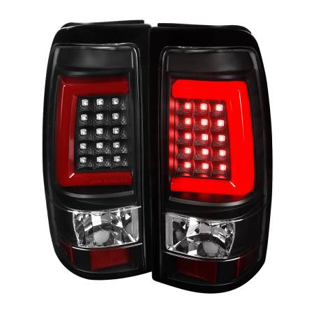Spec'D Tuning Products - Spec-D 1999-2002 Chevrolet Silverado/ 1999-2006 GMC Sierra Red Bar LED Tail Lights - G2 (Black Housing/Clear Lens)
