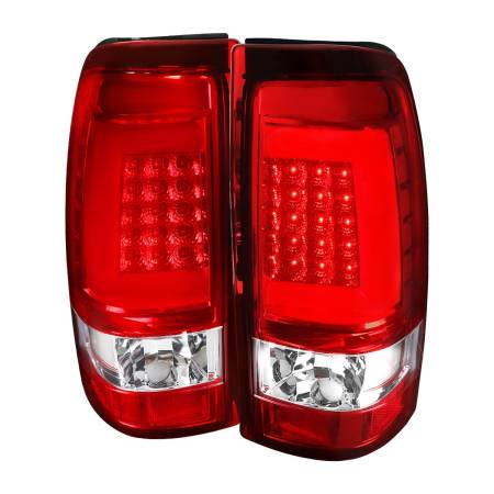 Spec'D Tuning Products - Spec-D 1999-2002 Chevrolet Silverado/ 1999-2006 GMC Sierra LED Tail Lights - G2 (Chrome Housing/Red Clear Lens)