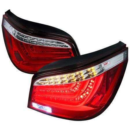 Spec'D Tuning Products - Spec-D 2004-2007 BMW E60 5 Series Sedan LED Tail Lights (Chrome Housing/Red Clear Lens)