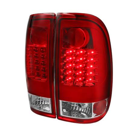 Spec'D Tuning Products - Spec-D 2008-2016 Ford F-250/F-350/F-450/F-550 Super Duty LED Tail Lights (Chrome Housing/Red Clear Lens)