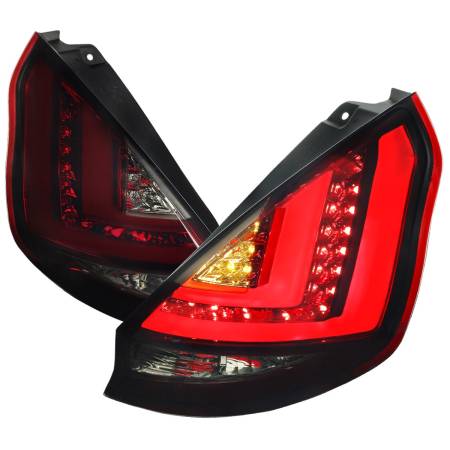 Spec'D Tuning Products - Spec-D 2011-2013 Ford Fiesta Hatchback LED Tail Lights (Chrome Housing/Red Smoke Lens)