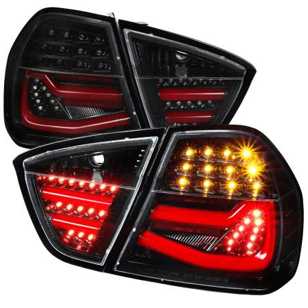 Spec'D Tuning Products - Spec-D 2005-2008 BMW E90 3 Series Sedan LED Tail Lights (Jet Black Housing/Clear Lens)