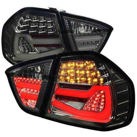 Spec'D Tuning Products - Spec-D 2005-2008 BMW E90 3 Series Sedan LED Tail Lights (Chrome Housing/Smoke Lens)