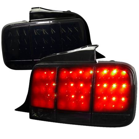 Spec'D Tuning Products - Spec-D 2005-2009 Ford Mustang Sequential LED Tail Lights (Glossy Black Housing/Smoke Lens)