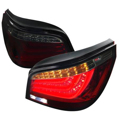 Spec'D Tuning Products - Spec-D 2008-2010 BMW E60 5 Series Sedan LED Tail Lights (Chrome Housing/Red Smoke Lens)
