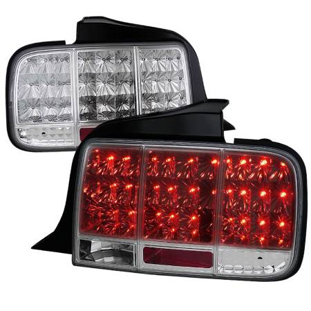 Spec'D Tuning Products - Spec-D 2005-2009 Ford Mustang Sequential LED Tail Lights (Chrome Housing/Clear Lens)