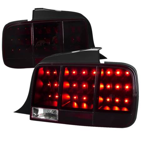 Spec'D Tuning Products - Spec-D 2005-2009 Ford Mustang Sequential LED Tail Lights (Chrome Housing/Red Smoke Lens)